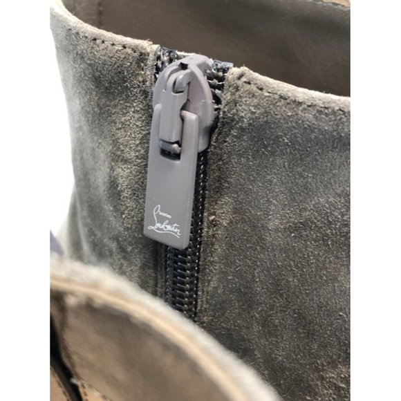 CHRISTIAN LOUBOUTIN Gray So Eleonor Velour Ankle Boots Size Eu:35 - Picture 7 of 12